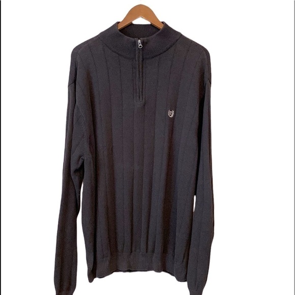 Men’s sweater Chaps big man brown 1/4 zip up cable knit sweater XXL. - Picture 1 of 12